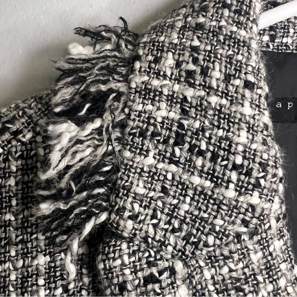 Apostrophe Womens Wool Blend Tweed Blazer Lined Petite Sz S 8P Black White Gray - Picture 7 of 11